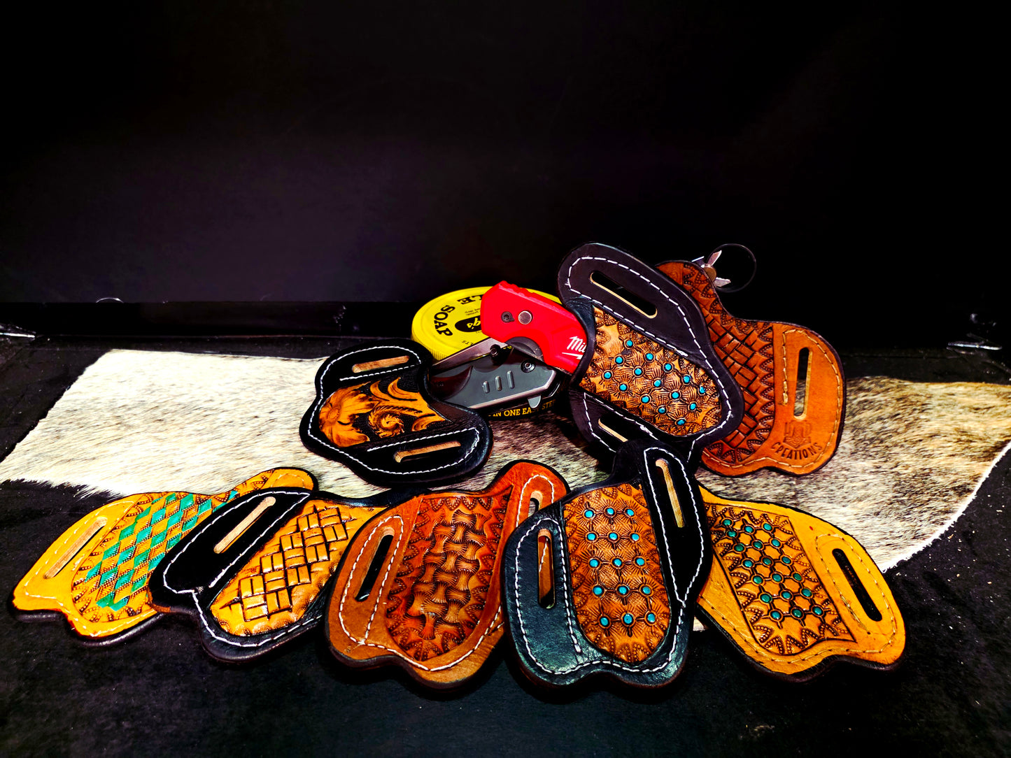 Leather Pancake Pocket Knife Sheath – Handcrafted Western-Style Knife Holder