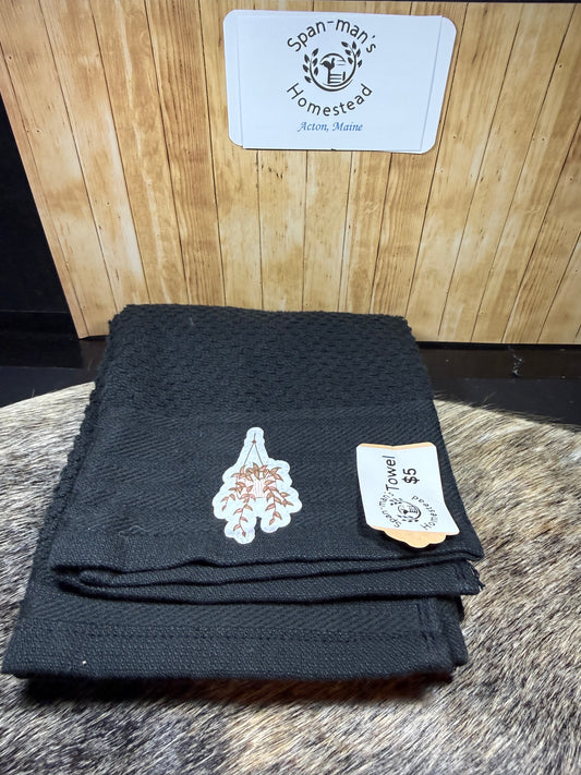 Black Succulent Dish Towel