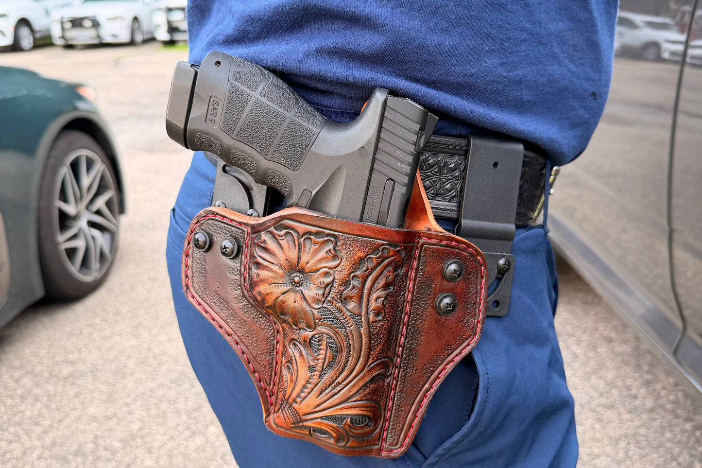 IWB and OWB hybrid holster.